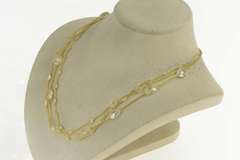 14K Yellow Gold Mesh Fishnet CZ Layered Statement Necklace