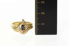 14K Yellow Gold Marquise Sapphire Diamond Bridal Set Ring