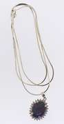 Italian Sterling Silver Ling Chain With Cluster Opal Glass Pendant
