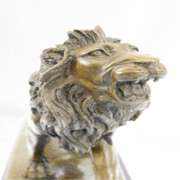African Lion Bronze Sculpture on Marble Base Figure