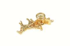 14K Yellow Gold Horse Drawn Carriage 3D Chariot Charm/Pendant