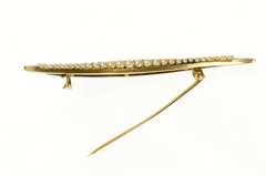 14K Yellow Gold 0.81 Ctw Victorian Diamond Pearl Moon Pin/Brooch
