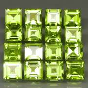 Princess cut Unheated! 11.16ct Peridot set