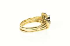 14K Yellow Gold Marquise Sapphire Diamond Bridal Set Ring