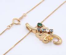 Fancy Yellow Gold Multi Gemstone Pendant on Chain
