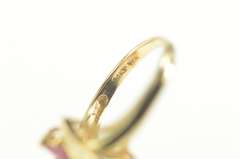 14K Yellow Gold Marquise Ruby Cluster Diamond Bypass Ring