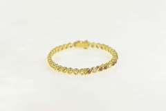 18K Yellow Gold 1.92 Ctw Ruby Diamond Encrusted Bangle Bracelet