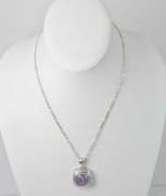Large Purple Pendant & Chain, Sterling