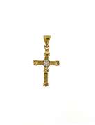 Perfect 10k Gold Cross Pendant with Diamond Core