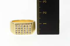 14K Yellow Gold 0.60 Ctw Men's Squared Diamond Striped Ring