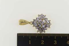 14K Yellow Gold Squared Tanzanite Floral Cluster Statement Pendant
