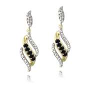 18K Gold Plated Sapphire & Diamond Accent Swirl Dangle Earrings