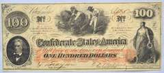 $100 1862 Series Confederate States Note