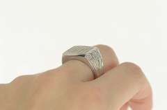 14K White Gold 0.66 Ctw Pave Diamond Squared Men's Ring
