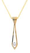 Fabulous Yellow Gold Round Diamond Solitaire Pendant on Chain