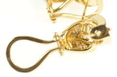 14K Yellow Gold Baguette Diamond Criss Cross French Clip Earrings