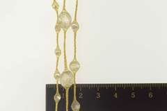 14K Yellow Gold Mesh Fishnet CZ Layered Statement Necklace