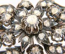 Antique Sterling Silver Rose Cut Diamond Brooch