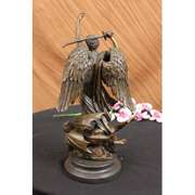 Good vs Evil Angel Striking Devil Bronze Sculpture