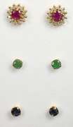 Ruby, Emerald, & Sapphires Studs with Jackets