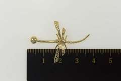 14K Yellow Gold 3D Articulated Dragonfly Symbol Belly Button Ring