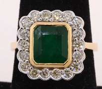 Blushing Emerald and Diamond Ring