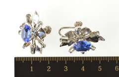 Gold Filled 1960's Sim. Sapphire Floral Screw Back Earrings