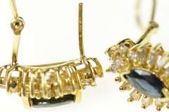14K Yellow Gold Natural Sapphire Diamond Halo French Clip Earrings