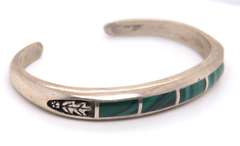 Vintage Sterling Silver Malachite Cuff Bangle