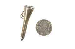 Sterling Silver 3D Ornate Solid Golf Tee Sportsman Charm/Pendant