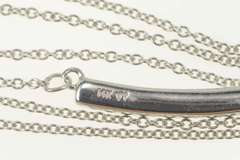 14K White Gold 0.15 Ctw Diamond Inset Curved Bar Chain Necklace