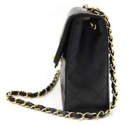 Vintage Chanel Small Black Lambskin Quilted Flap Bag