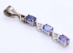 Sterling Silver Tanzanite Tennis Bracelet with Matching Pendant