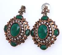 Stylish Green & White Dangle Earrings
