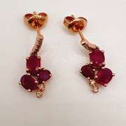 14kt Gold, Ruby, & Diamond Earrings