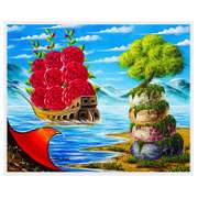 Eugene Poliarush, "Mountains View" Hand Signed Original Painting on Canvas with Letter of Authenticity.