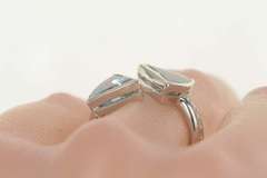 18K White Gold Blue Topaz Diamond Arrow Wrap Bypass Ring
