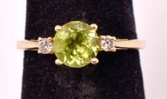 Fabulous Peridot and Diamond Ring in 14K Yellow Gold