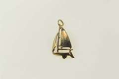 14K Yellow Gold 3D Sail Boat Ocean Sailing Nautical Charm/Pendant