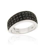 Sterling Silver .45ct TDW Black Diamond Wave Band Ring