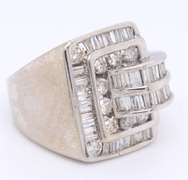 Incredible White Gold Baguette and Round Diamond Ring