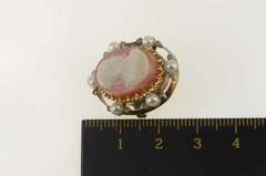 14K Yellow Gold Catherine De Medici Pearl Diamond Cameo Pin/Brooch