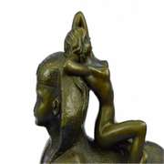French Nude Nymph Resting on Sphinx Bronze Sculpture