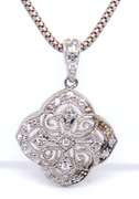 Vintage Italian Sterling Silver CZ Pendant on Chain