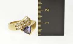 10K Yellow Gold 0.90 Ctw Trillion Amethyst Diamond Bypass Ring