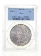 MS64 1885 Morgan Silver Dollar - Graded PCGS Irredescent Tone!