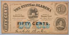 50 Cent Jan 1 1863 State Of Alabama Note