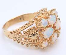 Favorite Yellow Gold Opal Cluster Cocktail Ring
