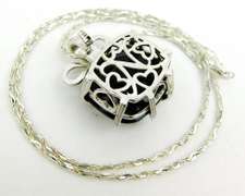 Big Checkerboard Black Onyx Sterling Pendant & Chain