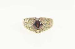 10K Yellow Gold Heart Garnet Pave Diamond Love Symbol Ring